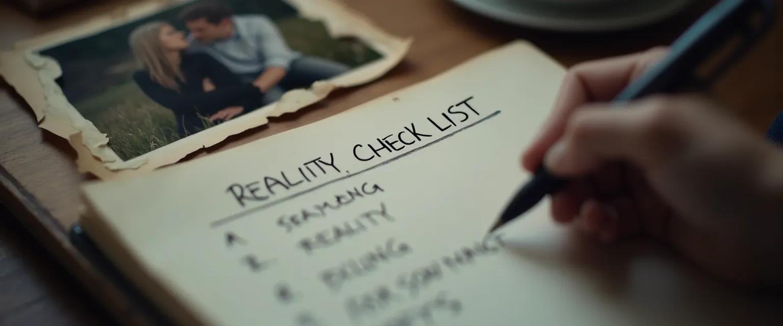 Person creating a reality check-list to get through a heartbreak/breakup