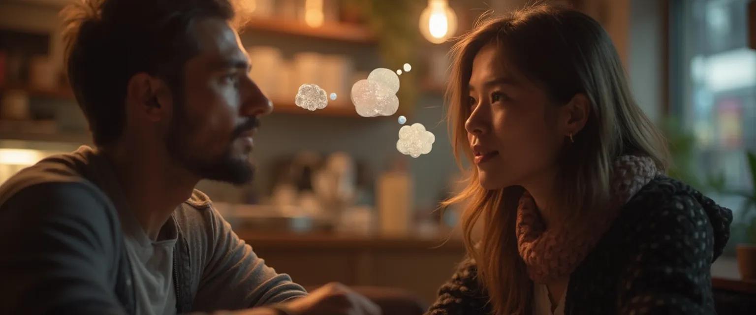 Person developing heightened self-awareness through mindful conversation techniques