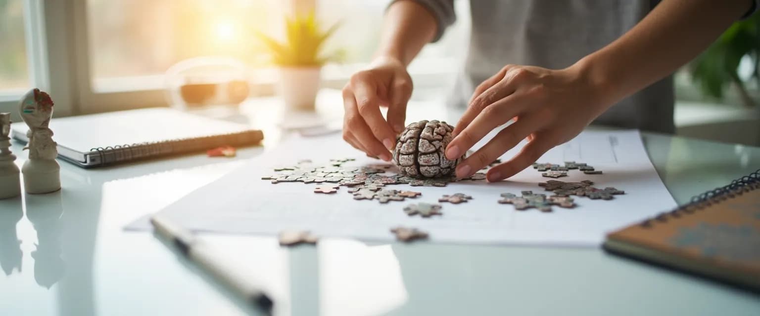 Person performing daily mind fitness exercises for improved cognitive function