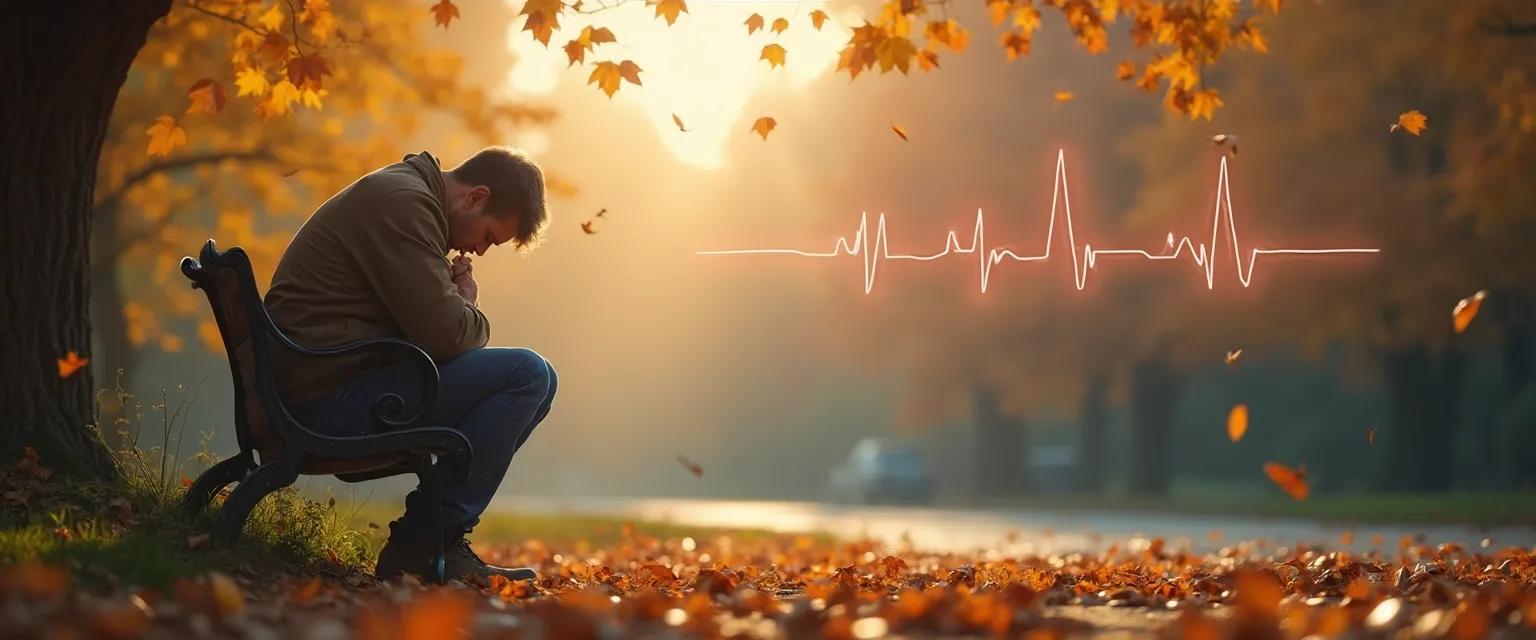 Woman experiencing physical symptoms of heartbreak with hand over chest