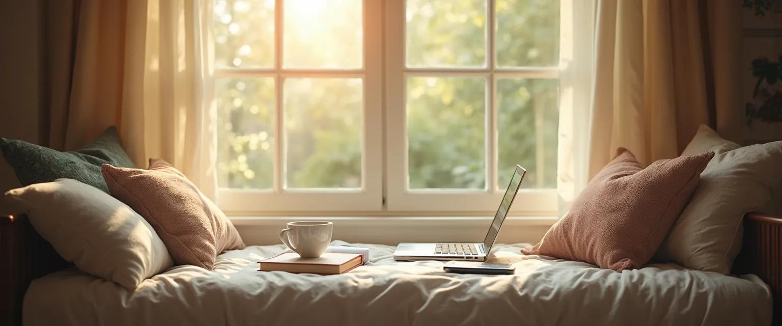 Person practicing mindful grieving in a peaceful tech-free space for authentic healing