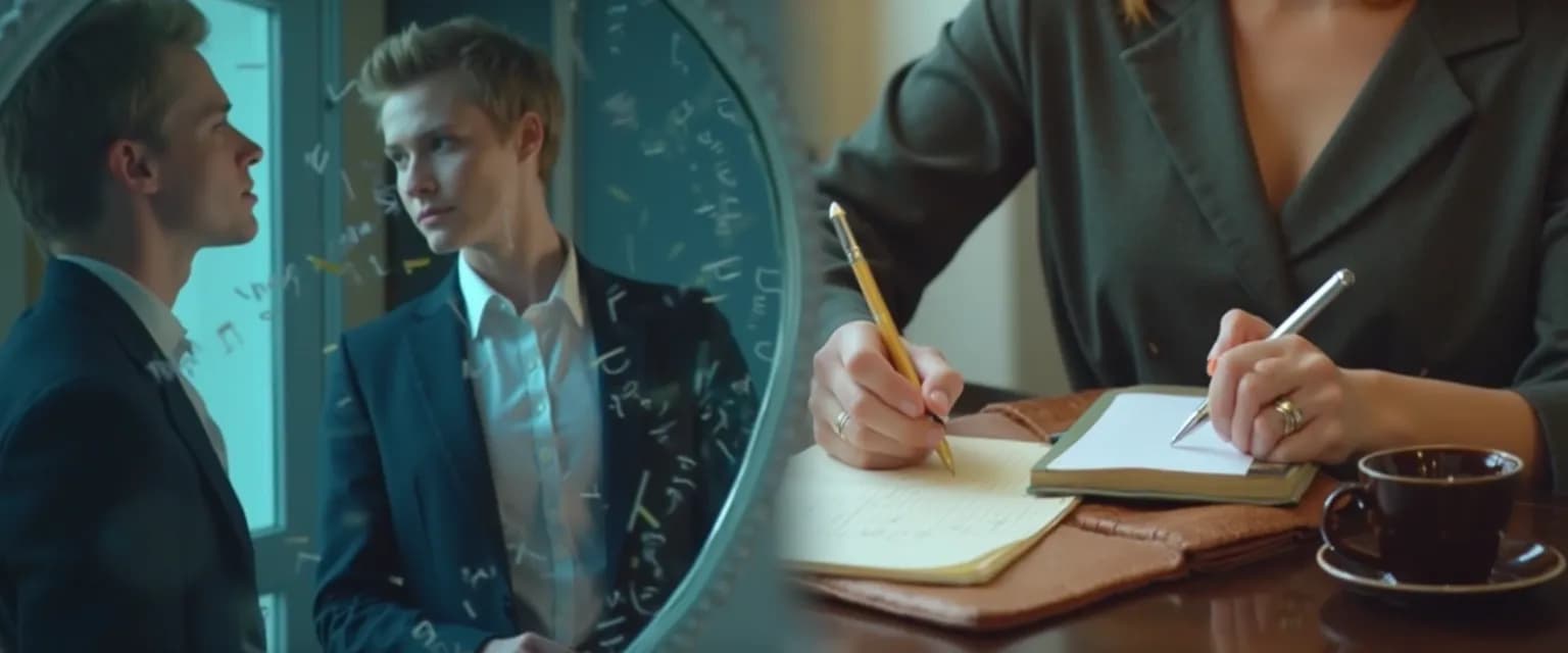 Professional using self awareness and self development techniques during a busy workday