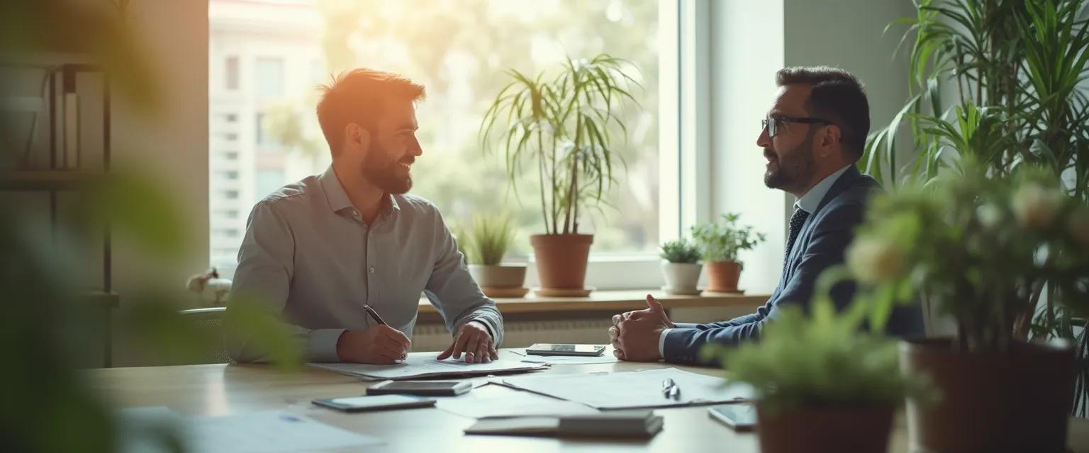 Professional using mindful elevation techniques during a workplace meeting to transform conflict