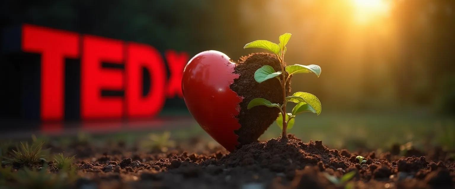 Woman watching inspirational TED talk about heartbreak transformation and personal growth