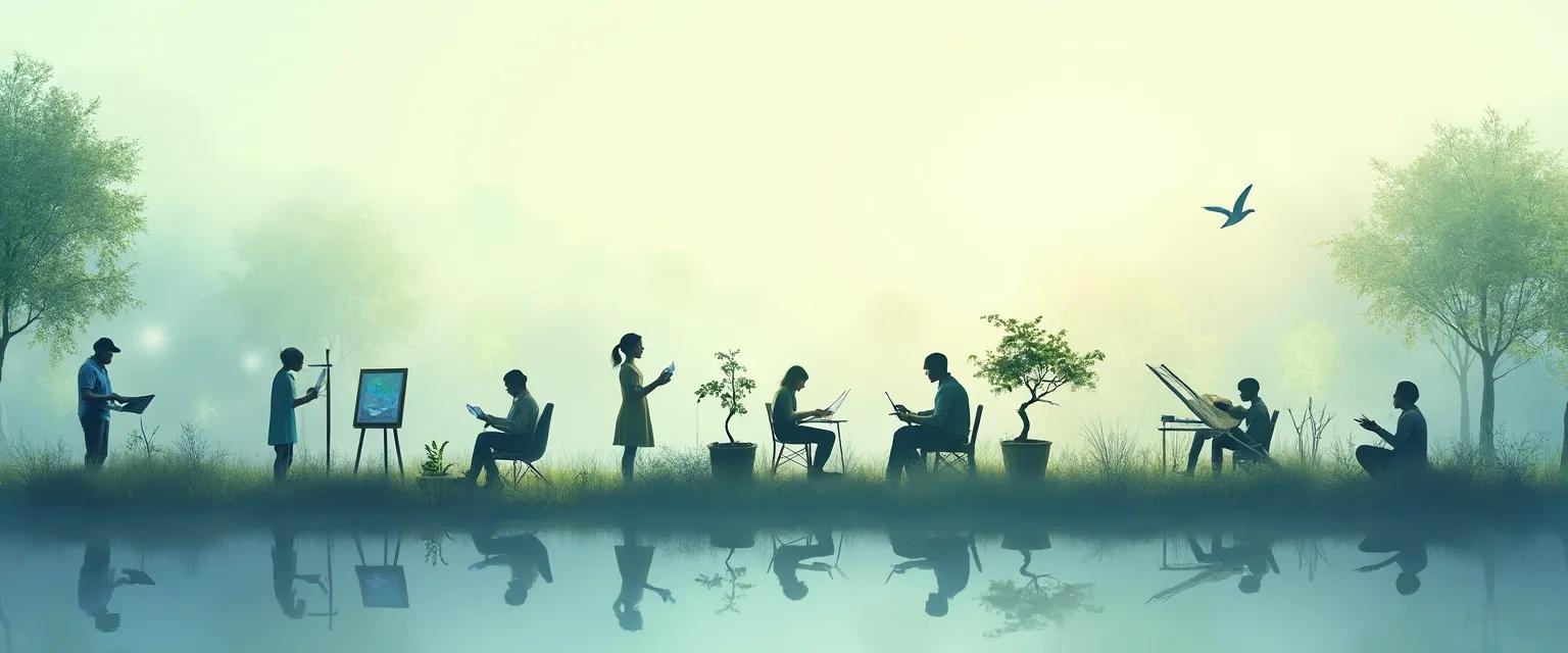 Person engaged in mind relaxing hobby creating natural flow state