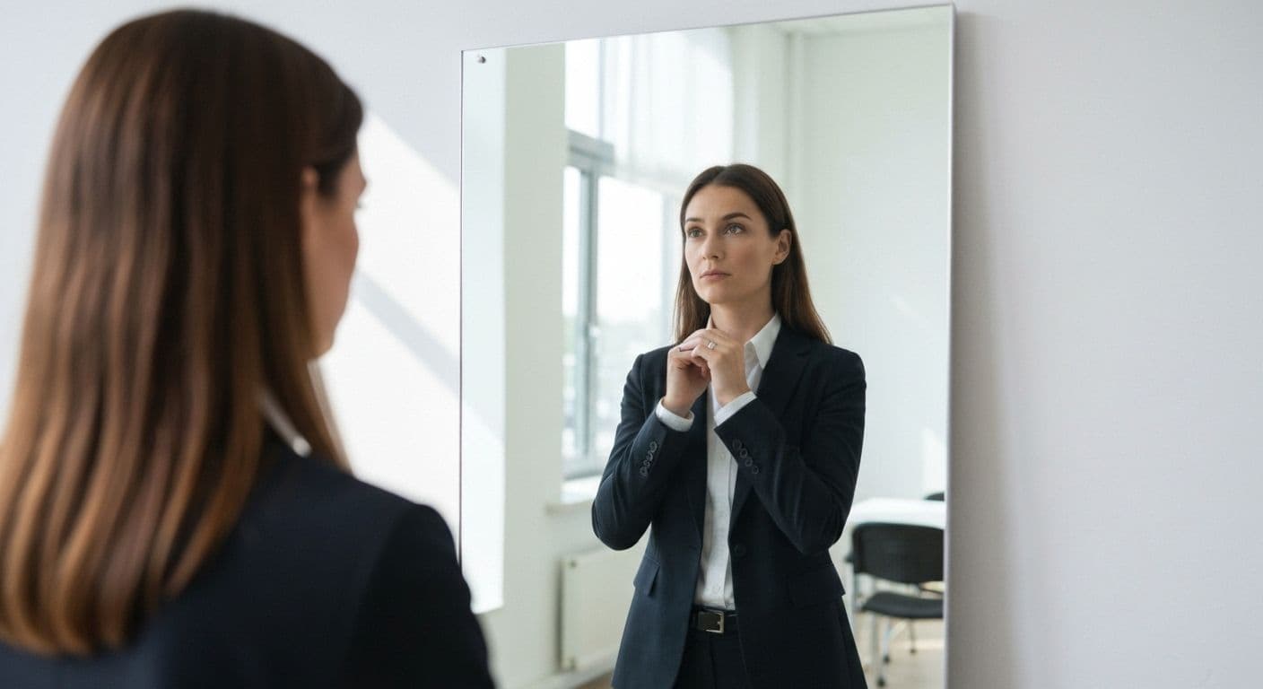 Team leader demonstrating self-awareness in organizational behavior while maintaining authority during team meeting