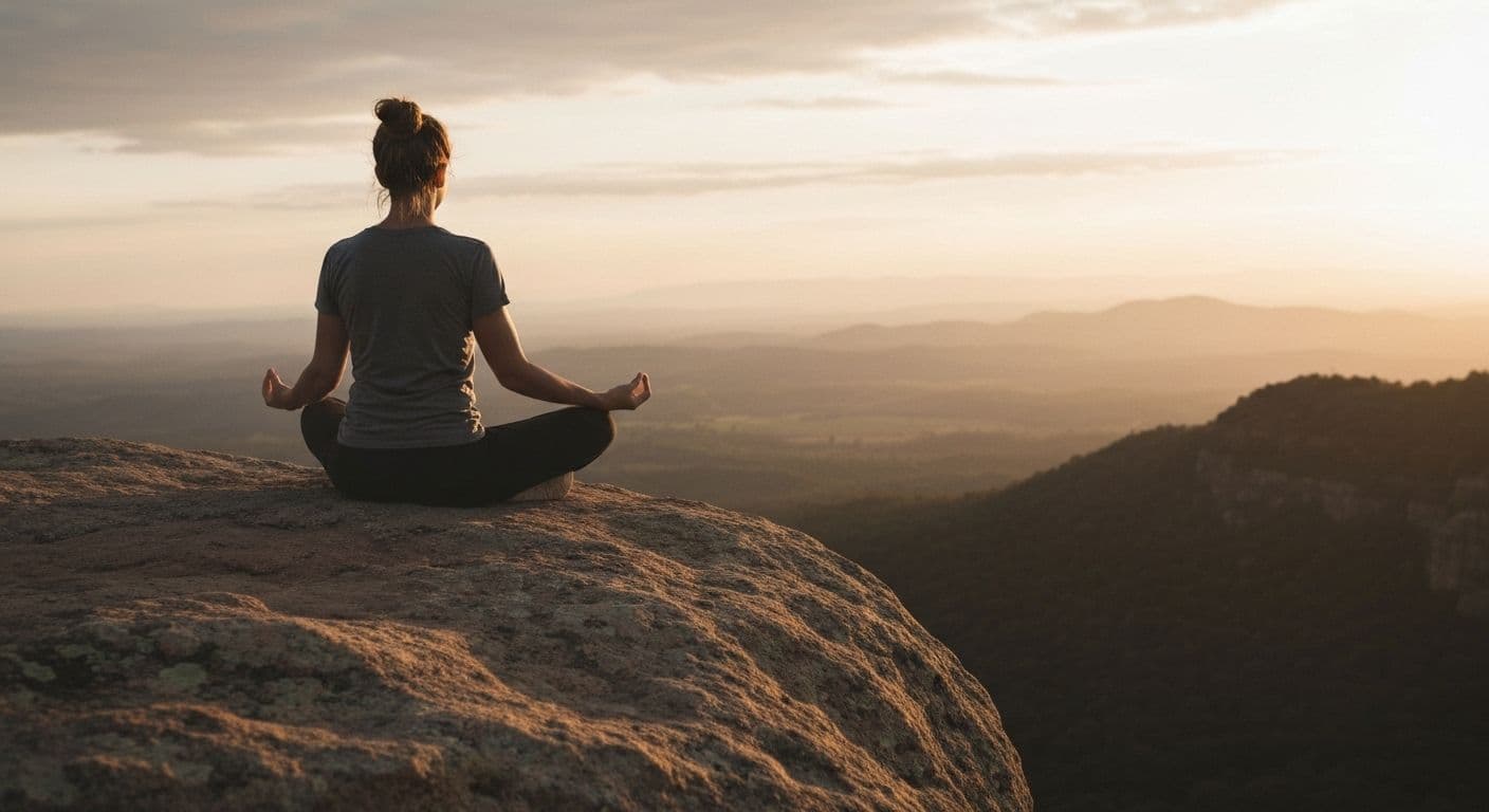 Person experiencing inner calm and peace of mind in a serene setting