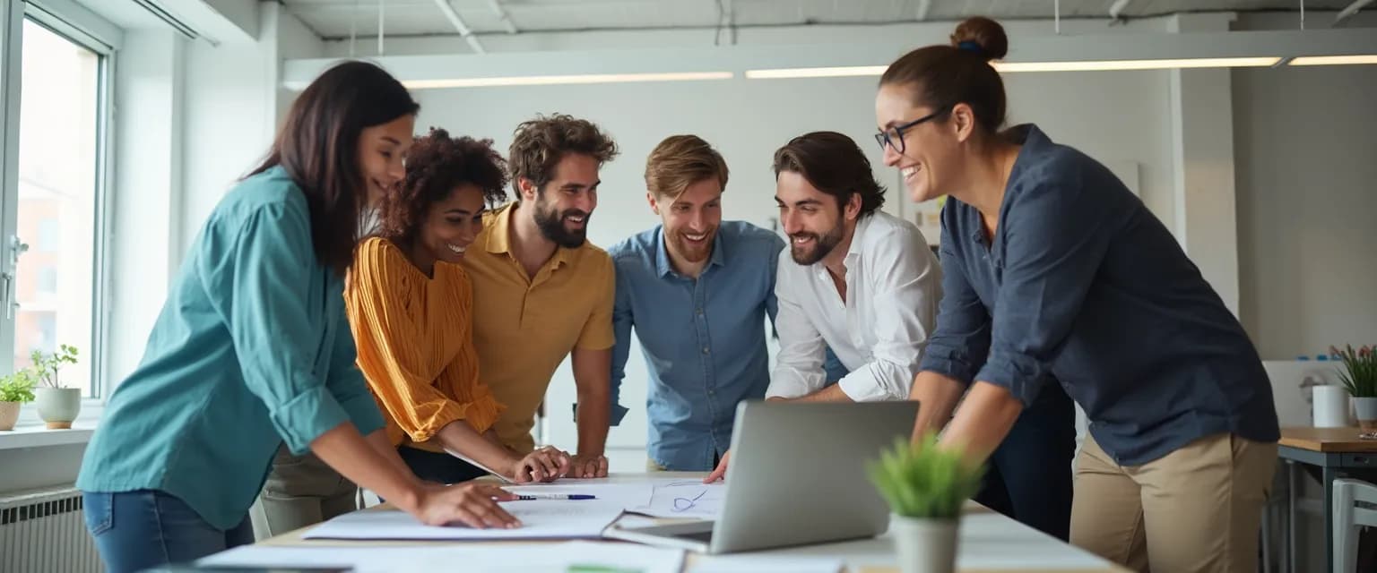 Team members collaborating and promoting resilience in the workplace through natural interactions