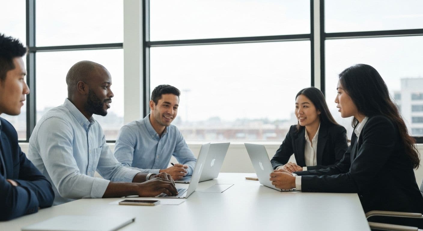Self-aware leader demonstrating the relationship between self-awareness and emotional intelligence during team meeting