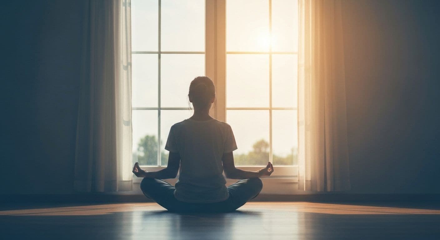 Person practicing daily awareness of oneself through mindful self-reflection exercise