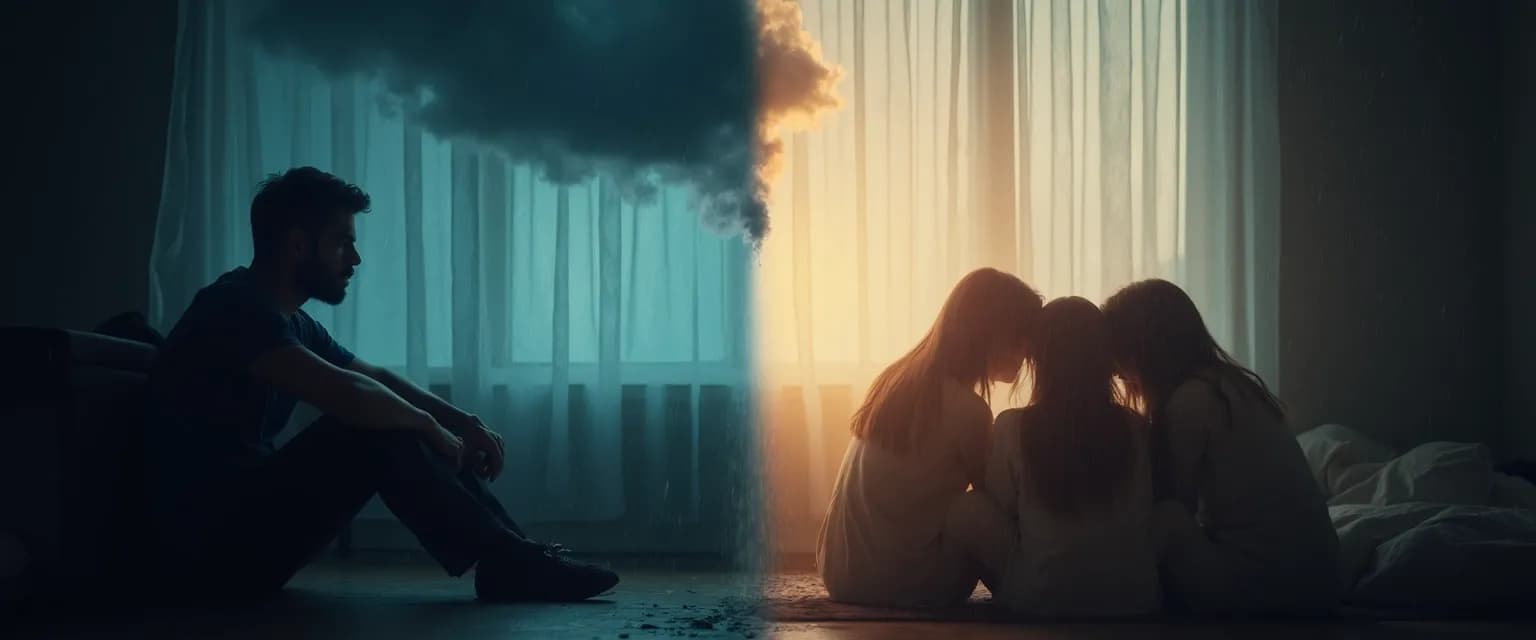 Woman distinguishing between breakup depression and normal grief with supportive friend