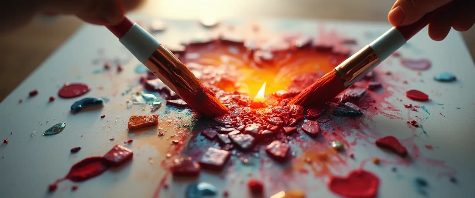 Person expressing creativity to heal when they can't get over their breakup
