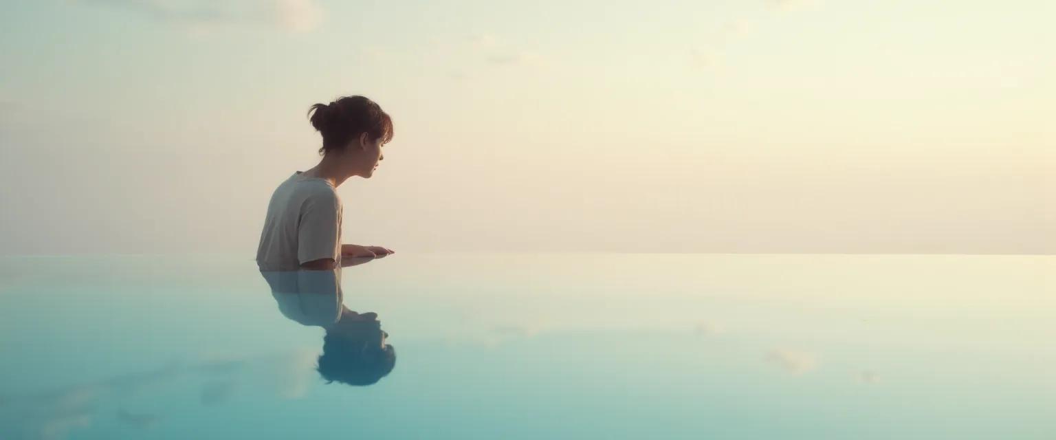 Person reflecting on the concept of self-awareness through positive mirror techniques