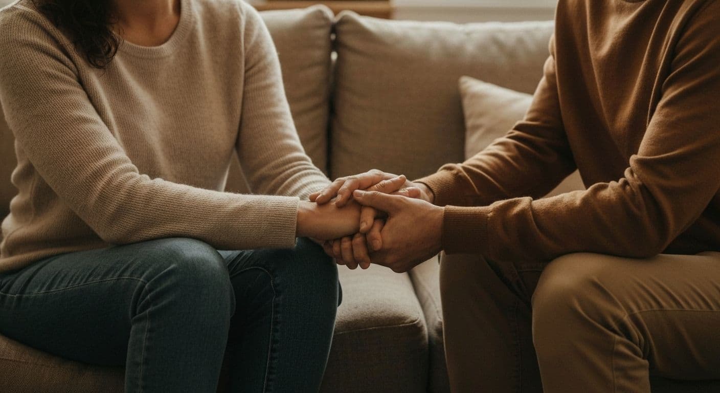 Person offering comfort and support showing what to say to someone who lost someone