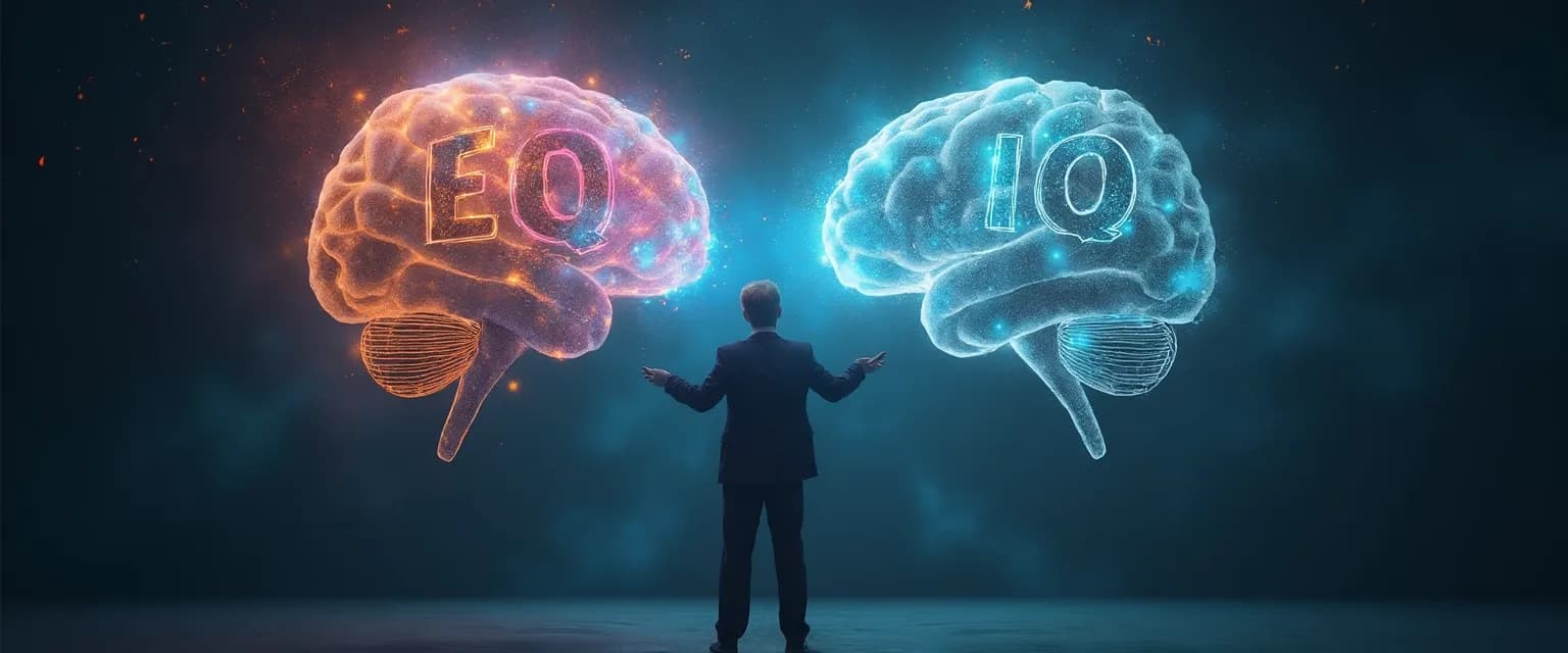 Diagram showing the relationship between intelligence and emotional intelligence in leadership development