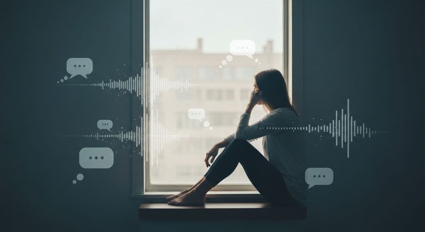Person looking thoughtfully out window while going through a heartbreak and learning to stop replaying conversations