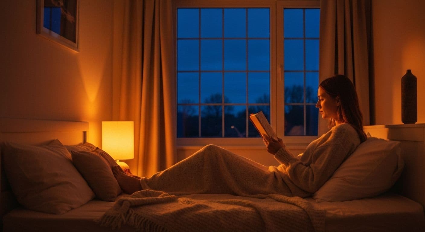 Person practicing calming evening routine for a good state of mind and better sleep