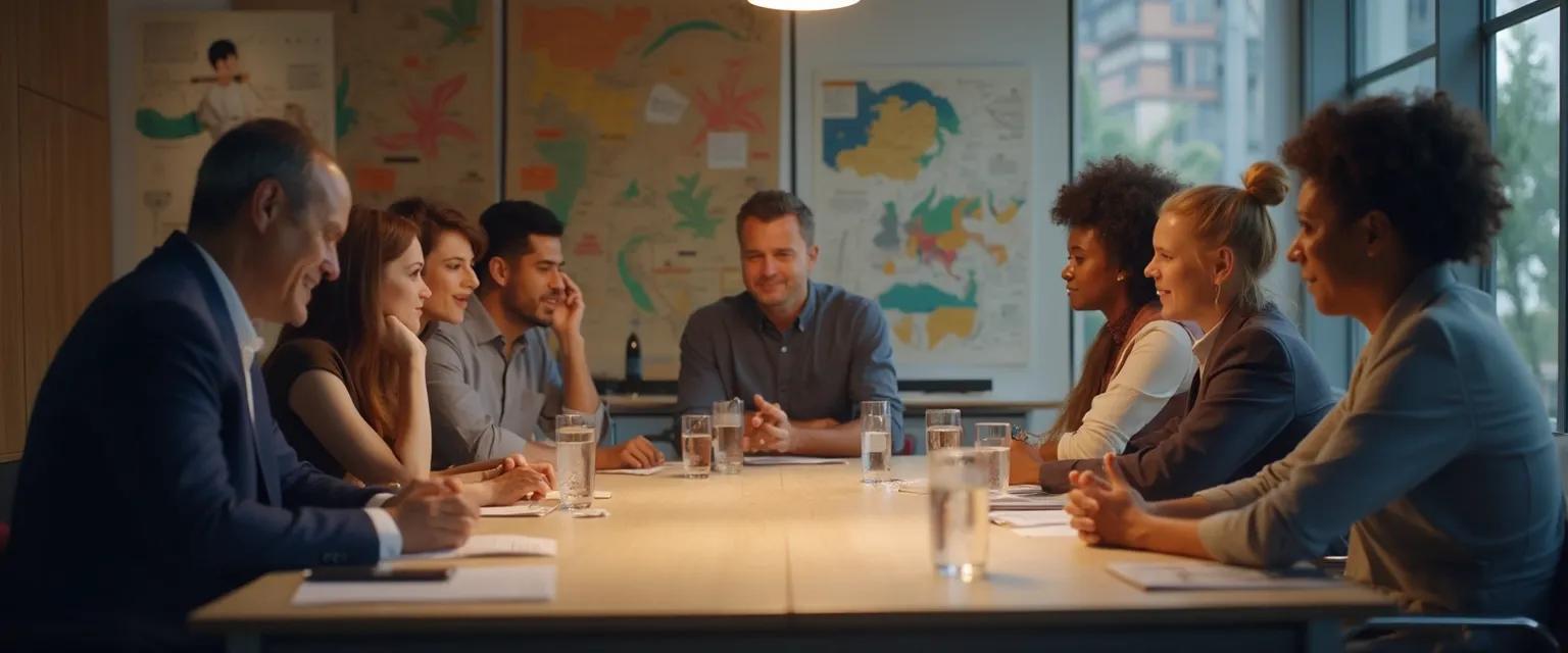 Business professionals using EQ skills during cross-cultural negotiation meeting