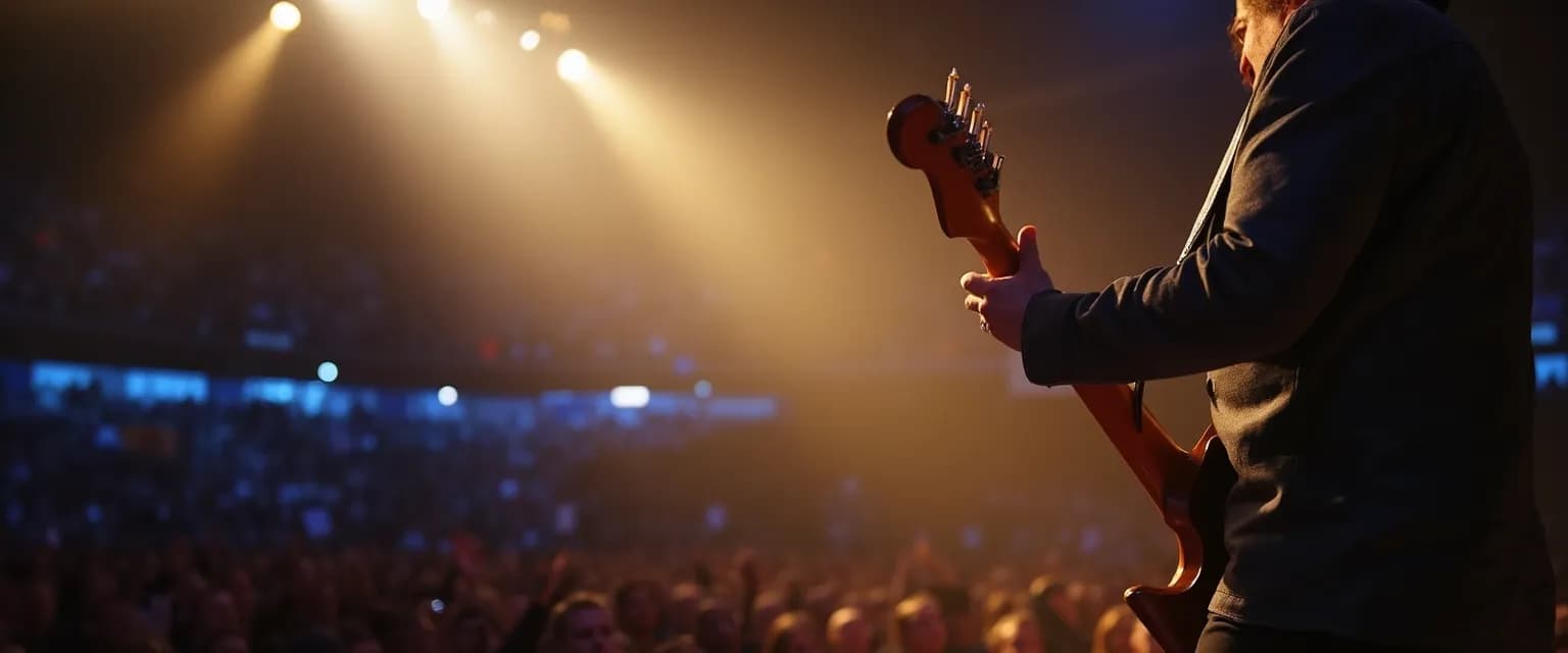 Musician overcoming performance anxiety with breathing and mental preparation techniques