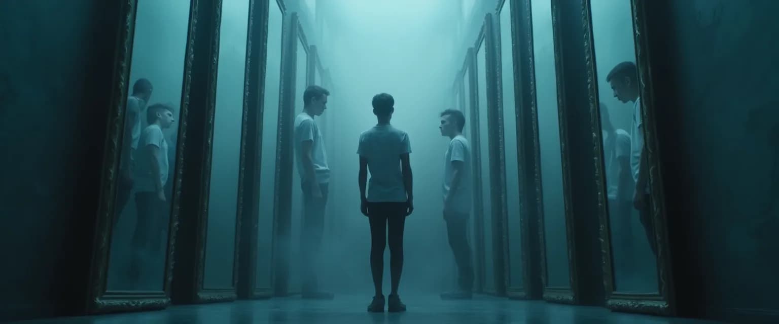 Person balancing on a tightrope between hyper self-awareness and self-sabotage