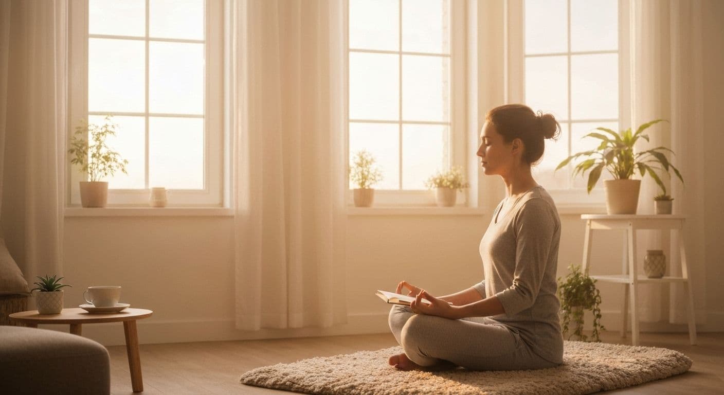 Person practicing self-awareness behaviors to prevent emotional burnout through daily mindfulness