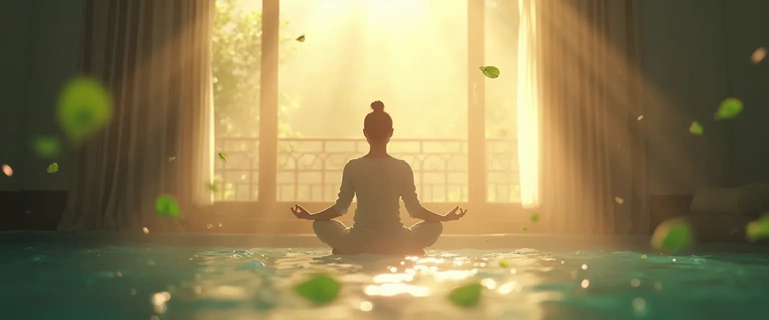 Person practicing 5-minute mindfulness stress reduction technique during busy workday