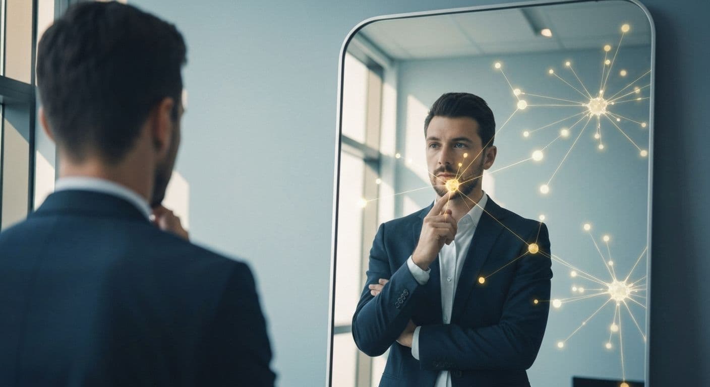 Leader practicing Simon Sinek self-awareness techniques while reflecting on their leadership purpose and values