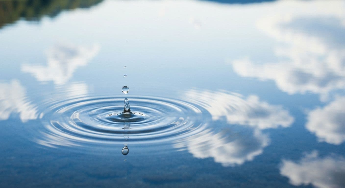 Calm water surface representing mind like water philosophy for chronic stress management