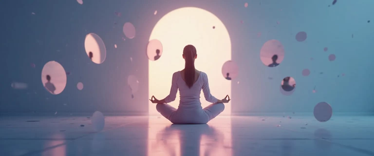 Person practicing self-awareness and self-acceptance through mindful reflection