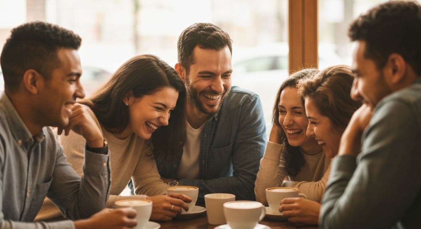 Friends laughing together while getting through a breakup, showing healthy social support and connection