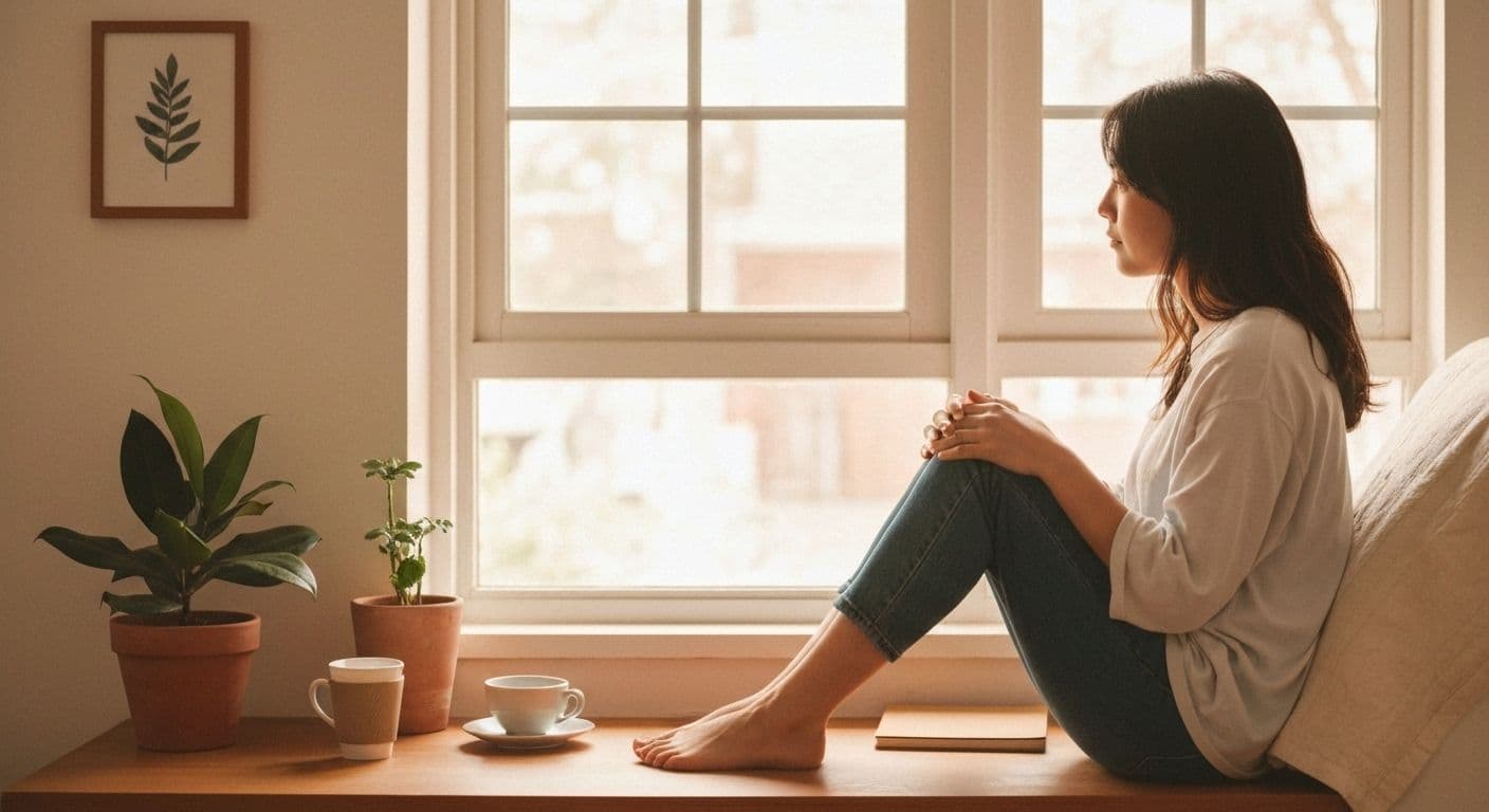 Person practicing self awareness in mental health through mindful walking and reflection without journaling