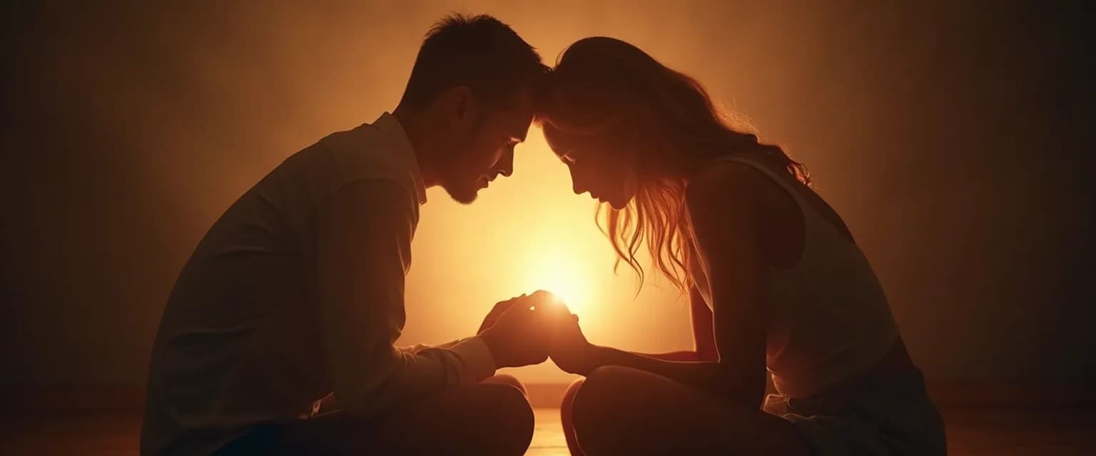 Couple experiencing one mind connection through mindful communication