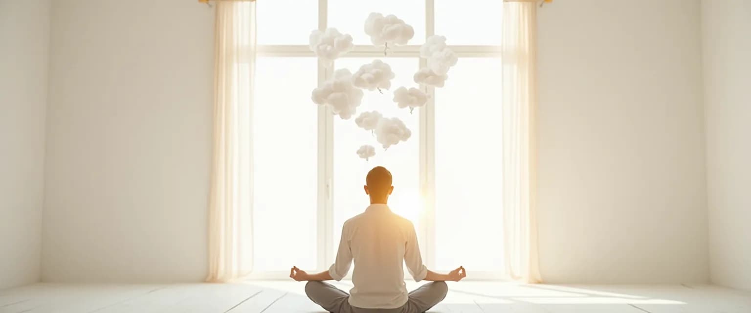 Person practicing mindfulness to quiet overthinking mind for mental peace