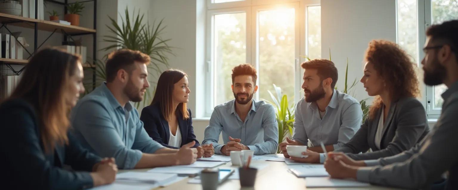 Professional demonstrating examples of self-awareness at work in a team meeting setting