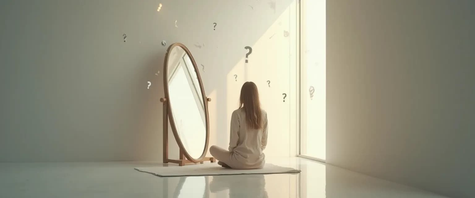 Person reflecting with insight self-awareness questions in a journal