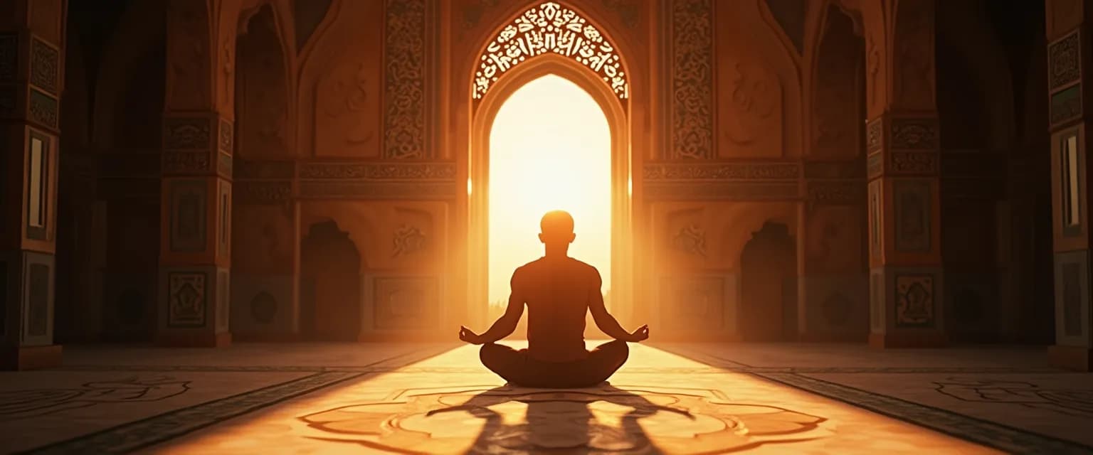 Islamic principles for self awareness showing person in contemplative reflection