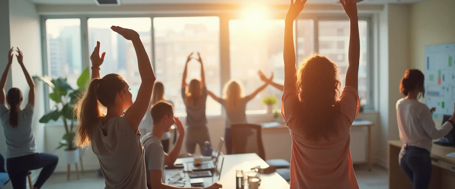 Team members practicing micro-recovery methods for promoting resilience in the workplace