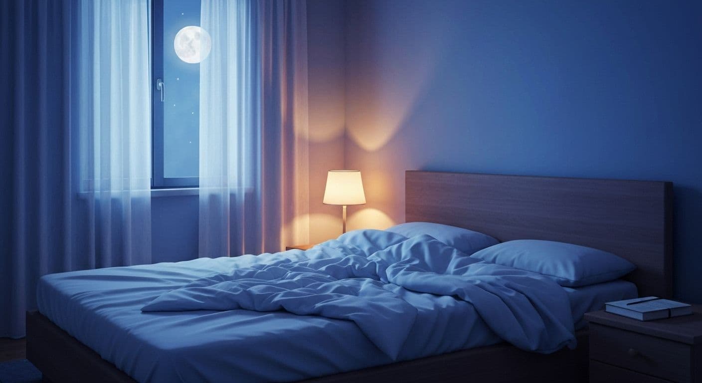 Person peacefully sleeping in bed after managing anxiety post breakup using calming nighttime techniques