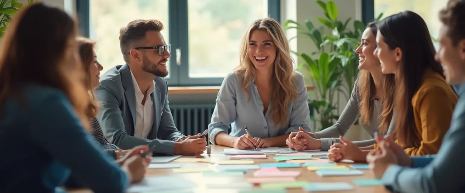 Team engaged in 5-minute EQ training exercise during a meeting