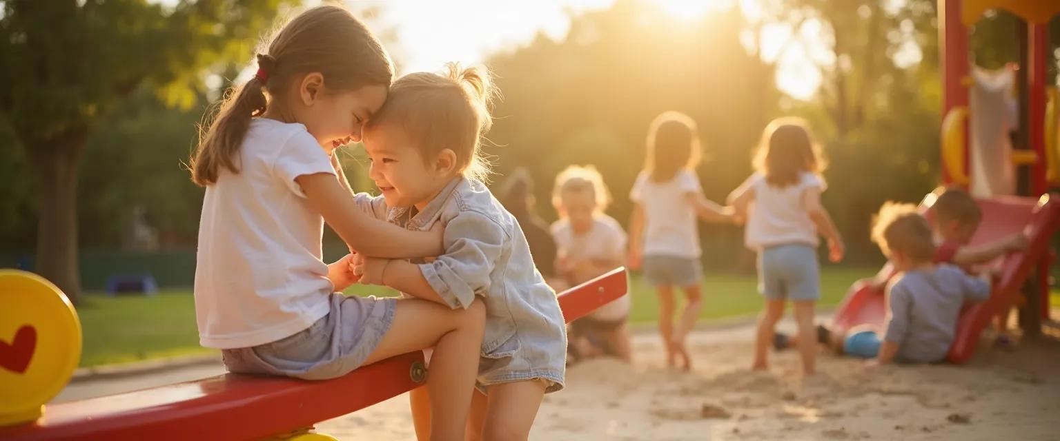 Children playing games that foster emotional intelligence on a playground