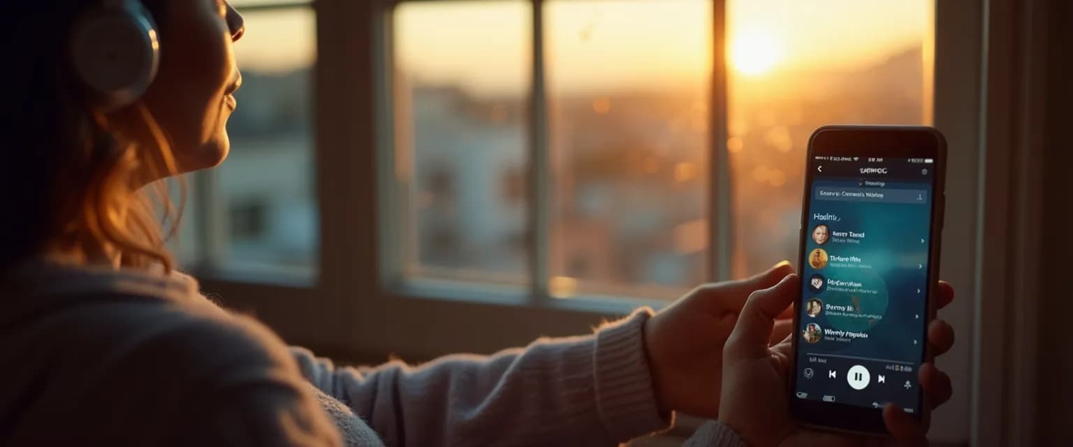 Person creating a healing playlist while heartbroken over breakup