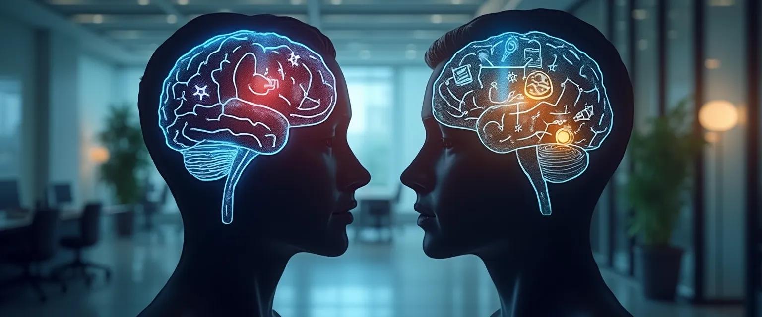 Professional with high emotional quotient leading a team meeting with confidence