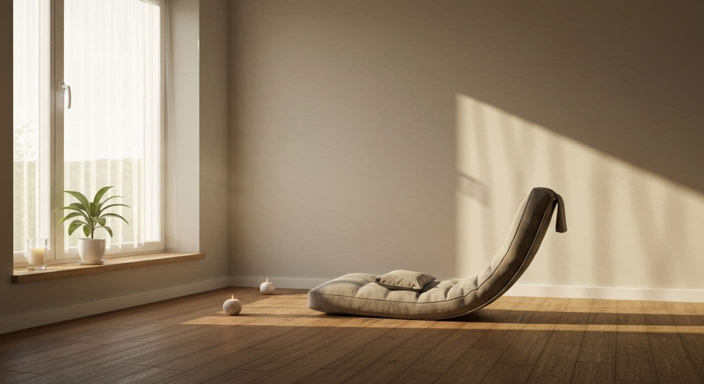 Person sitting comfortably practicing mindfulness meditation for beginners in a peaceful home setting