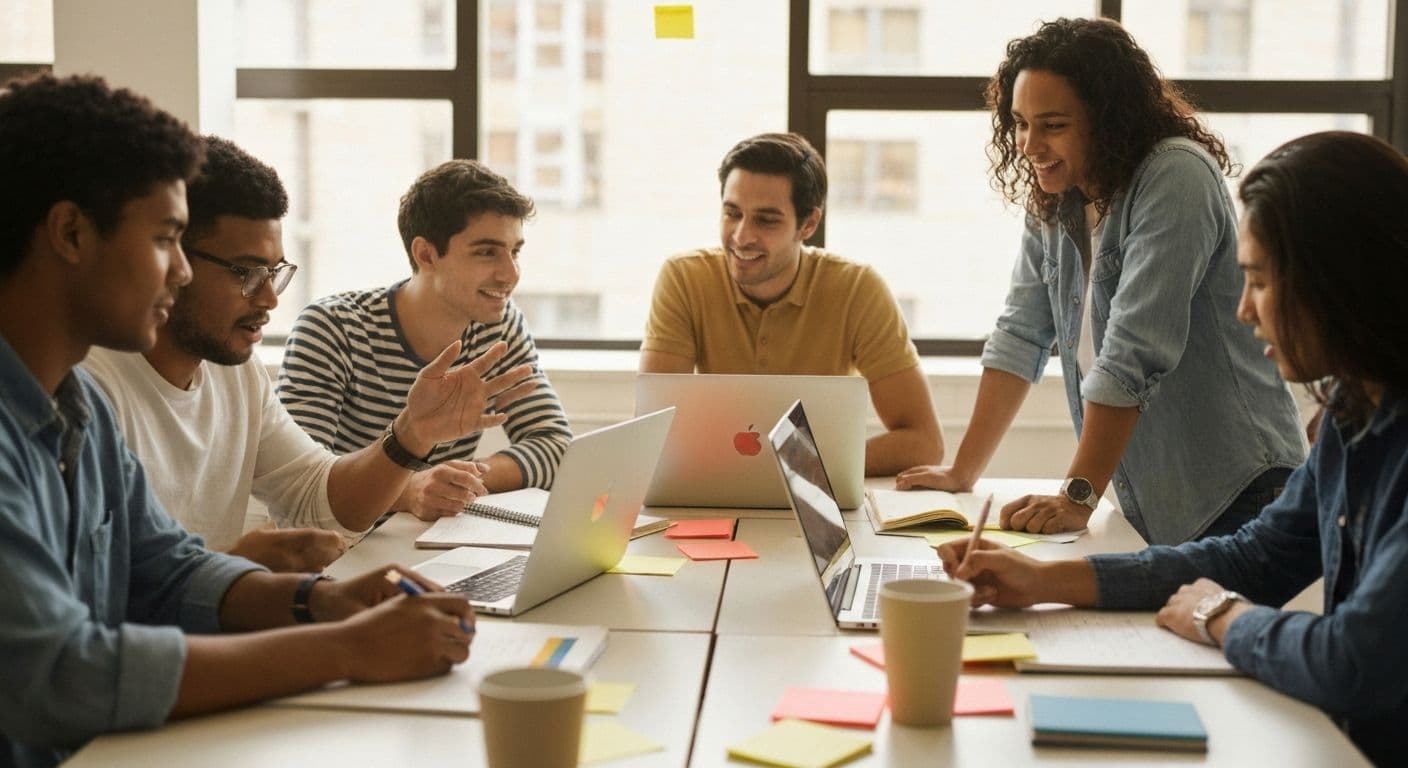 Students collaborating on group project demonstrating self awareness examples for students in classroom setting