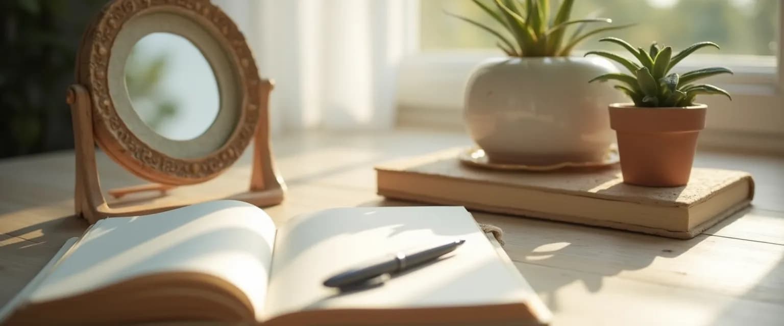 Person practicing mirror journaling for self exploration and self awareness