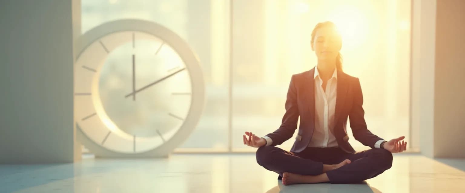 Person practicing one-minute mindfulness for beginners during a busy workday