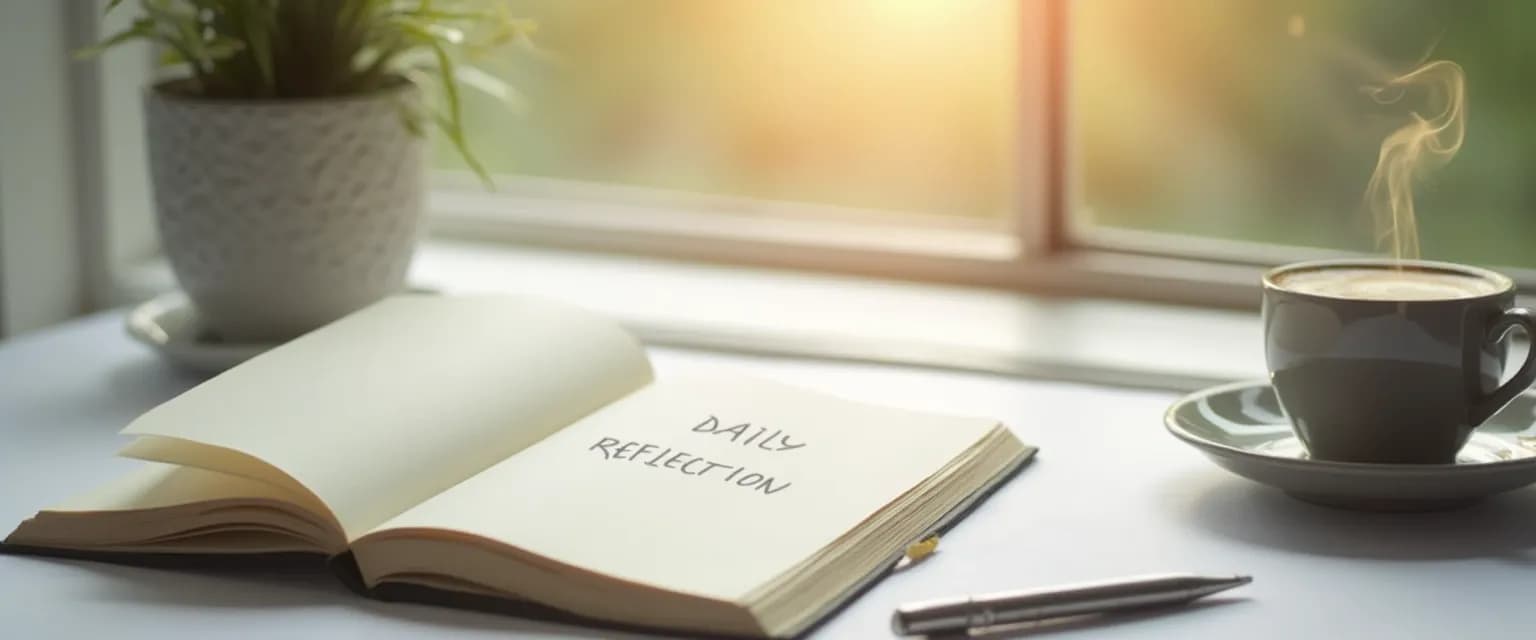 Manager using daily reflection questions to improve self-awareness and leadership