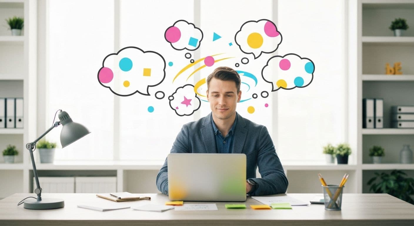 Person with active restless mind visualizing creative problem-solving connections and ideas