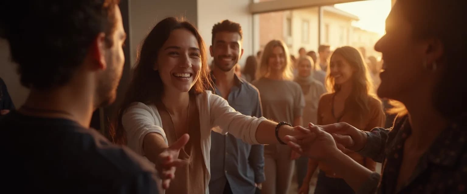 Person gradually building confidence during social reintegration after isolation