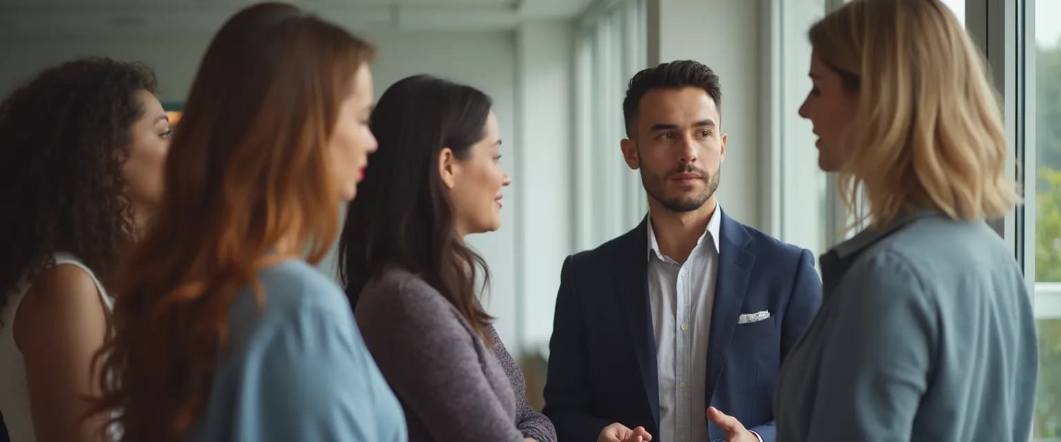 Frontline manager practicing emotional quotient training exercises with team members